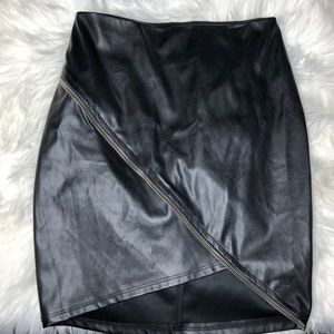 black leather mini skirt